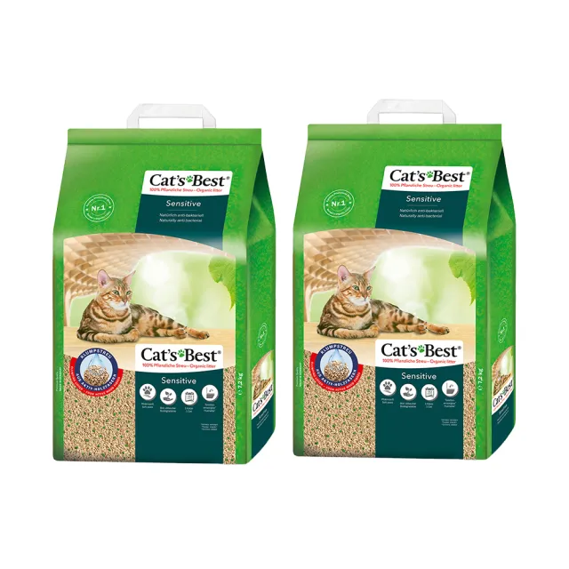 【CAT’S BEST 凱優】凝結木屑砂《黑標強效除臭》-7.2kg│20Lx2包(貓砂/木屑砂/環保砂/杉木砂/松木砂)