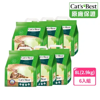 【CAT’S BEST 凱優】凝結木屑砂《黑標強效除臭》-2.9kg│8Lx6包(貓砂/木屑砂/環保砂/杉木砂/松木砂)