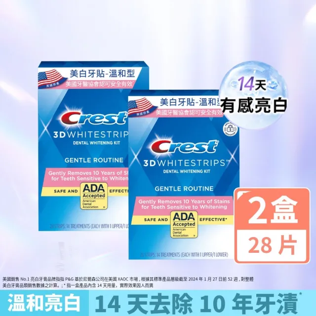 【Crest】溫和美白牙貼明星組2入．溫和有效．美國FDA認證(14天份/盒 2入組)