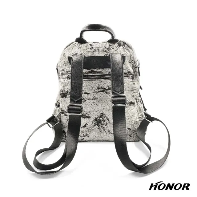 【HONOR 山形屋】水墨風刺繡休閒後背包-白