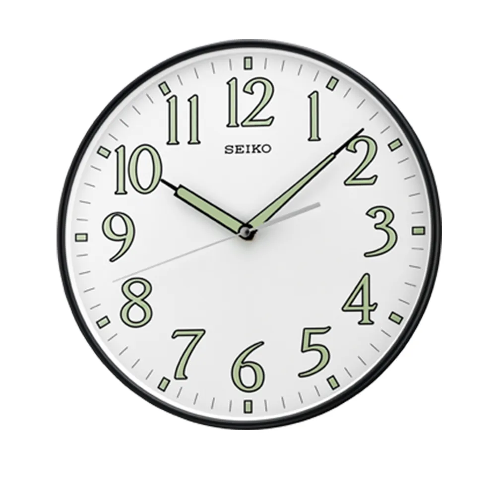 【SEIKO 精工】夜光數字指針靜音掛鐘時鐘QXA521K(夜光 靜音 直徑30cm)
