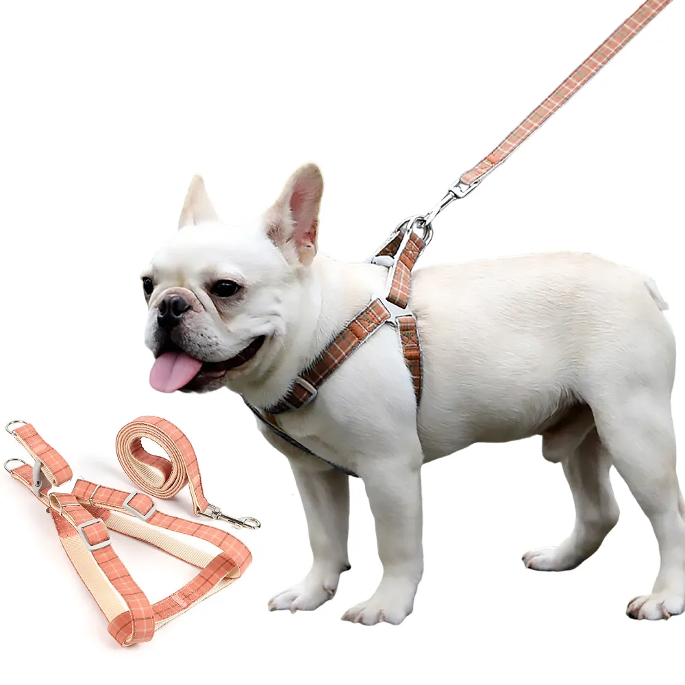 可愛中小型寵物可調節牽引繩(日系粉紅色 貓咪 耐磨 小型犬 外出遛狗 項圈 胸背帶 牽繩 拉繩 寵物用品)
