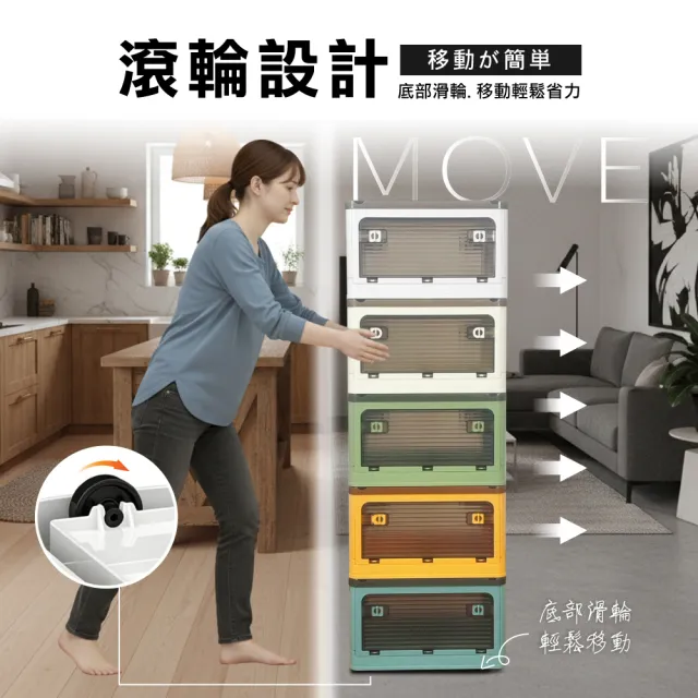 【ONE HOUSE】30L 藤原五開門巨無霸折疊收納箱 2入(可疊加/掀蓋整理箱/收納櫃)