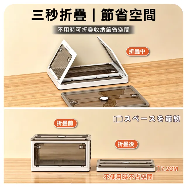 【ONE HOUSE】45L 藤原五開門巨無霸折疊收納箱 4入(可疊加/掀蓋整理箱/收納櫃)