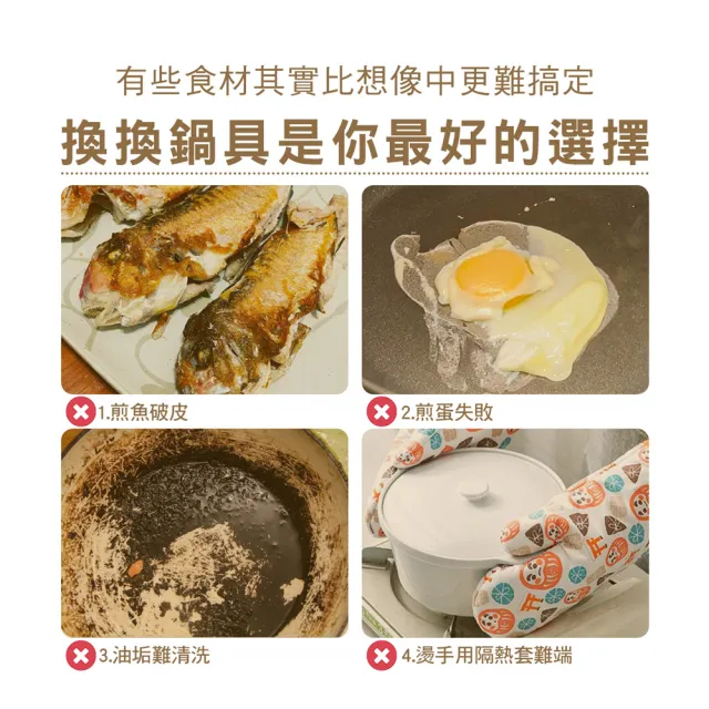 【COTD】美型白玉珍珠鍋具28CM陶瓷平底鍋兩入組(不沾鍋/湯鍋/煎鍋/台灣出貨)