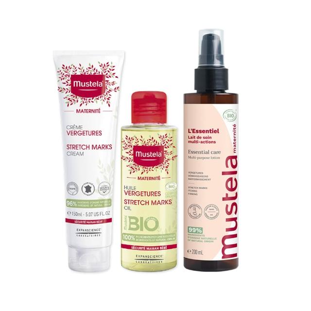 【Mustela 慕之恬廊】慕之孕 孕期保養1霜2油3撫紋(孕膚霜150ml＋孕膚油105ml＋有機撫紋緊緻菁華乳200ml)