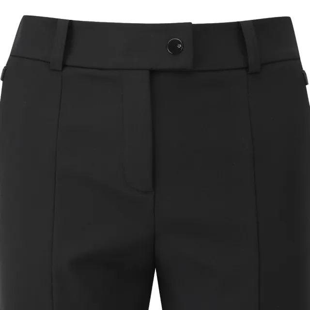 【DESCENTE】GOLF 迪桑特 女士 微喇叭修身高爾夫長褲(白色/黑色)