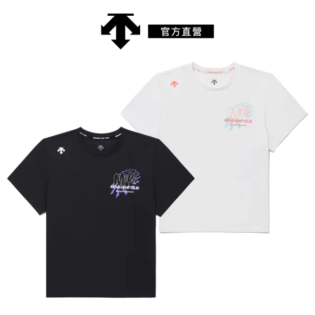 【DESCENTE】迪桑特 女士 寬鬆胸前印花短袖T恤(黑色/白色)