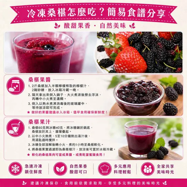 【幸美生技】任選2000出貨-冷凍桑椹1000g/包(自主送驗A肝 諾羅 農殘 重金屬通過)