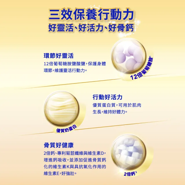 【QUAKER 桂格】葡萄糖胺高鈣奶粉1500gX2罐(新舊包裝交替中 隨機出貨)