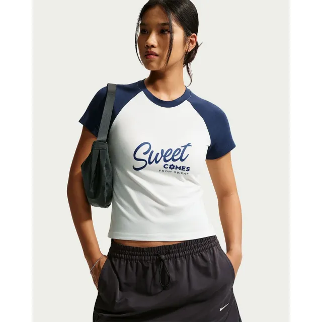 【NIKE 耐吉】短袖上衣 女 AS W  NSW GA SWEAT SS 快乾 舒適 針織 白 (JF3283133)