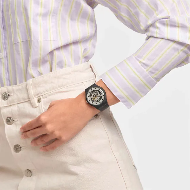 【SWATCH】SILVER GLAM 經典手錶/男錶/女錶/瑞士製造 SO29B109 (41mm)