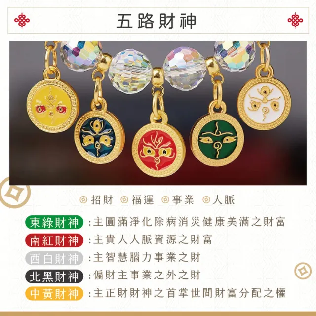 【CaiJinDian 綵金殿】五福圓滿水晶車掛-財運亨通 (五路財 新車 旺財旺運 開運 過爐加持)