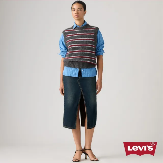 【LEVIS】解構開衩中腰中長裙 人氣新品 008AF-0001