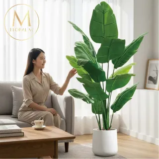 【Floral M】招財納福天堂鳥180cm大型仿真植栽(贈花盆)(仿真樹/免澆水/室內佈置/居家裝飾/招財擺設)