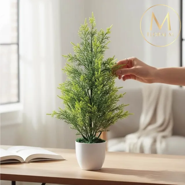【Floral M】青森夏日小香松35cm仿真植栽含花器(人造植栽/仿真樹/室內佈置/居家裝飾/桌上型植栽)