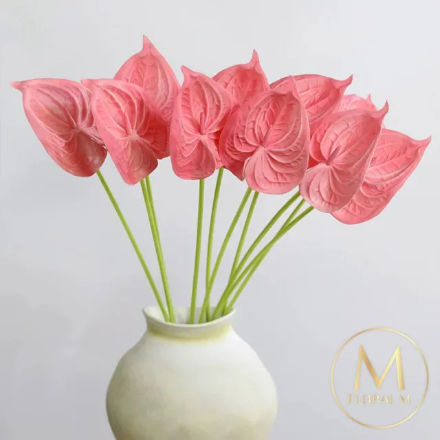 【Floral M】黛安娜心型火鶴甜心粉仿真花花材2入組(人造花/仿真花/假花/花藝DIY/裝飾花材)
