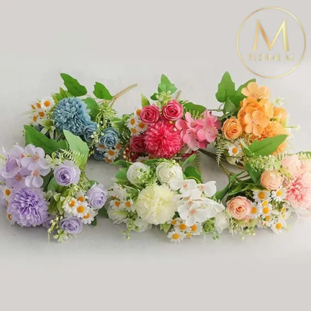 【Floral M】法式小花園玫瑰洋甘菊花束仿真花花材1入組(人造花/仿真花/假花/花藝DIY/裝飾花材)