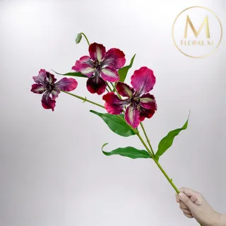 【Floral M】莫內花園鳶尾花英倫紅仿真花花材1入組(人造花/仿真花/假花/花藝DIY/裝飾花材)