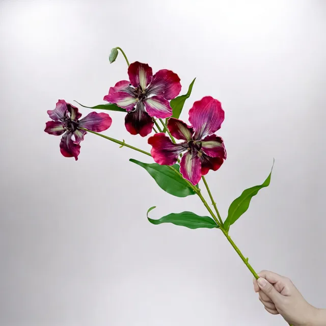 【Floral M】莫內花園鳶尾花英倫紅仿真花花材1入組(人造花/仿真花/假花/花藝DIY/裝飾花材)