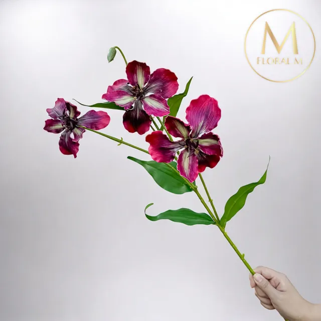 【Floral M】莫內花園鳶尾花英倫紅仿真花花材1入組(人造花/仿真花/假花/花藝DIY/裝飾花材)