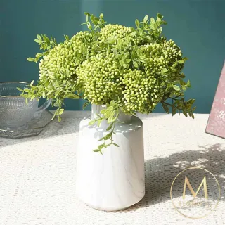 【Floral M】居家裝飾自然翠綠小米果仿真花花材3入組(人造花/仿真花/假花/花藝DIY/裝飾花材)