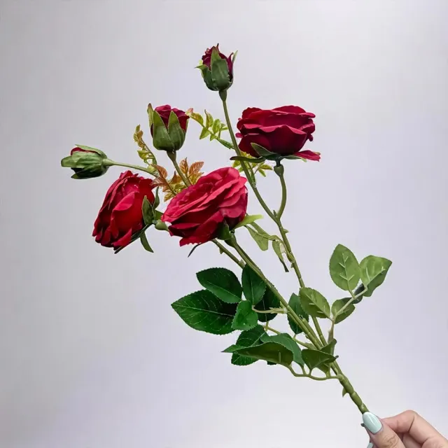 【Floral M】英式溫莎城堡花園薔薇古典紅仿真花花材1入組(人造花/仿真花/假花/花藝DIY/裝飾花材)