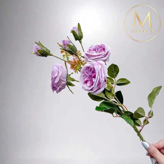 【Floral M】英式溫莎城堡花園薔薇莫內紫仿真花花材1入組(人造花/仿真花/假花/花藝DIY/裝飾花材)
