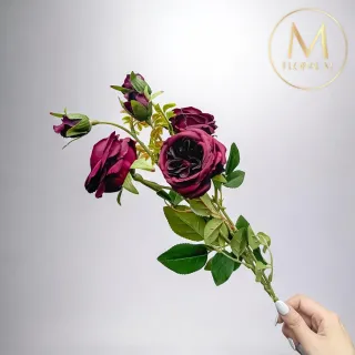 【Floral M】英式溫莎城堡花園薔薇勃根地紅仿真花花材1入組(人造花/仿真花/假花/花藝DIY/裝飾花材)