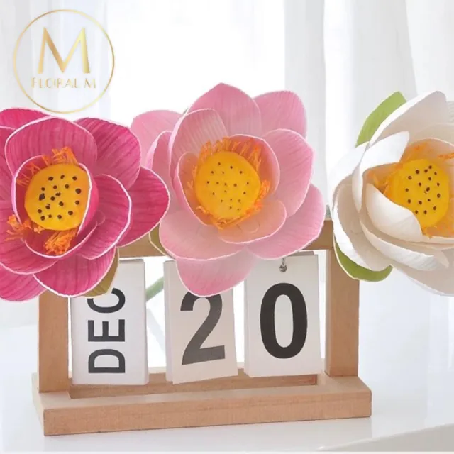 【Floral M】日式上野公園荷花仿真花花材1入組(人造花/仿真花/假花/花藝DIY/裝飾花材)