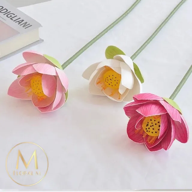 【Floral M】日式上野公園荷花仿真花花材1入組(人造花/仿真花/假花/花藝DIY/裝飾花材)