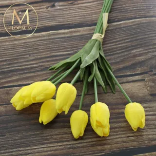 【Floral M】荷蘭蜜桃鬱金香仿真花花材5入組(人造花/仿真花/假花/花藝DIY/裝飾花材)