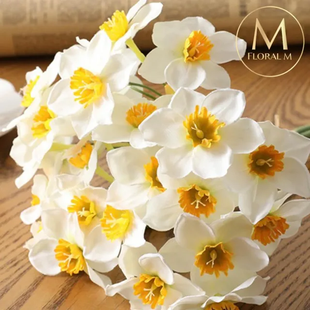 【Floral M】浪漫限定冬季西洋水仙花仿真花花材4入組(人造花/仿真花/假花/花藝DIY/裝飾花材)