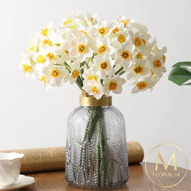 【Floral M】浪漫限定冬季西洋水仙花仿真花花材4入組(人造花/仿真花/假花/花藝DIY/裝飾花材)