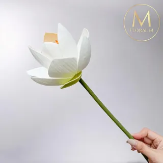 【Floral M】日式上野公園典雅白荷花仿真花花材1入組(人造花/仿真花/假花/花藝DIY/裝飾花材)