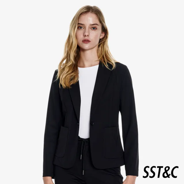 【SST&C】女裝 可機洗_黑色織紋修身版西裝外套01012503005(換季65折)