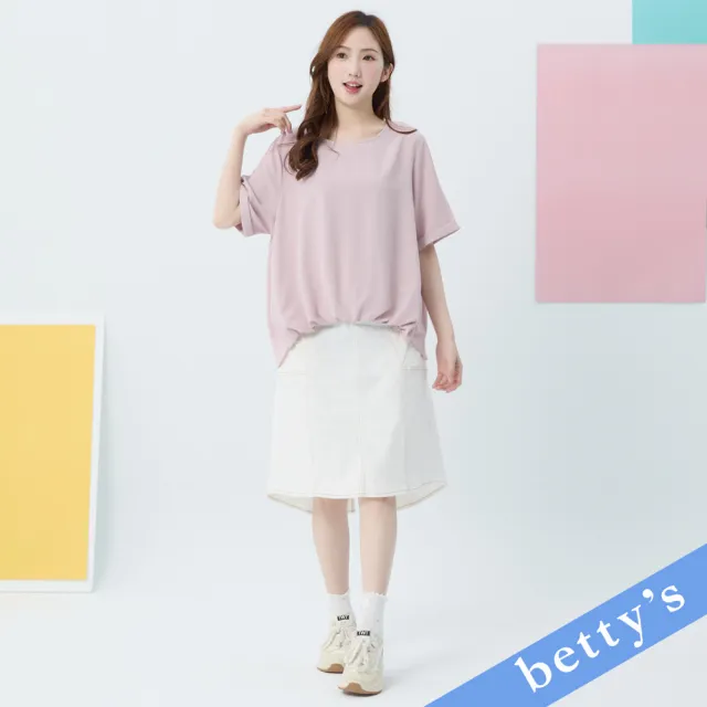 【betty’s 貝蒂思】跳色壓線拼接剪裁七分裙(白色)