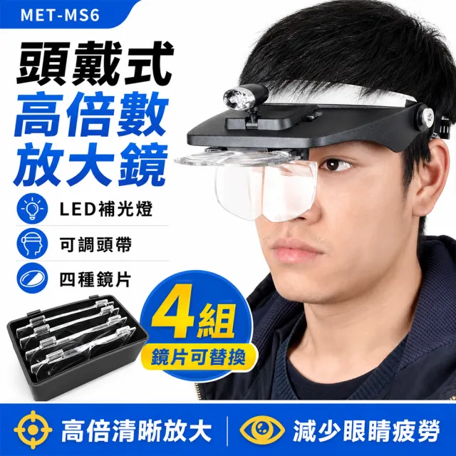 高倍數放大鏡 眼鏡放大鏡 頭戴式 LED照明燈 美容放大鏡 粉刺放大鏡 老花眼放大鏡 頭燈 3-MS6
