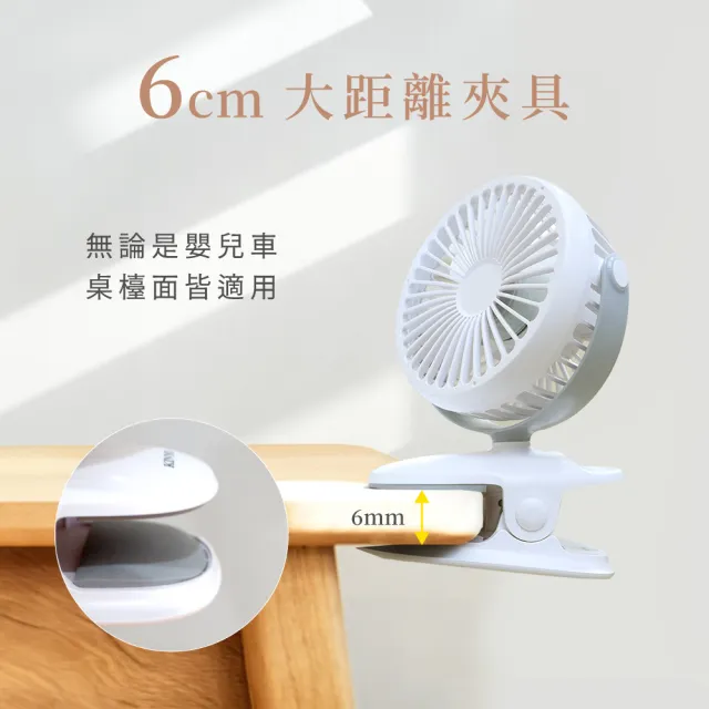 【KINYO】360度旋轉USB充電式可夾式小風扇/USB風扇/立扇/夾扇(嬰兒車/車用/辦公室必備UF-168)