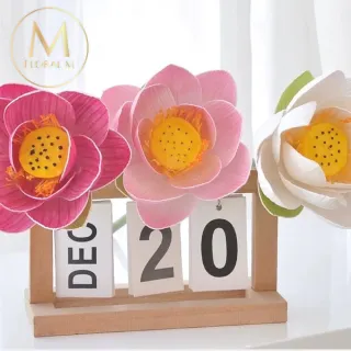 【Floral M】日式上野公園優雅粉荷花仿真花花材1入組(人造花/仿真花/假花/花藝DIY/裝飾花材)