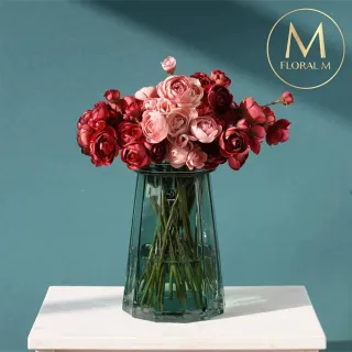 【Floral M】法式浪漫復古茶花胭脂粉仿真花花材6入組(人造花/仿真花/假花/花藝DIY/裝飾花材)