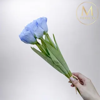 【Floral M】夏日野餐氣息洋桔梗貝殼藍仿真花花材7入組(人造花/仿真花/假花/花藝DIY/裝飾花材)