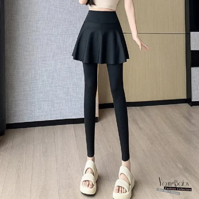 【YOUNGBABY】高腰收腹美型超彈性鯊魚褲裙 中大尺碼女裝