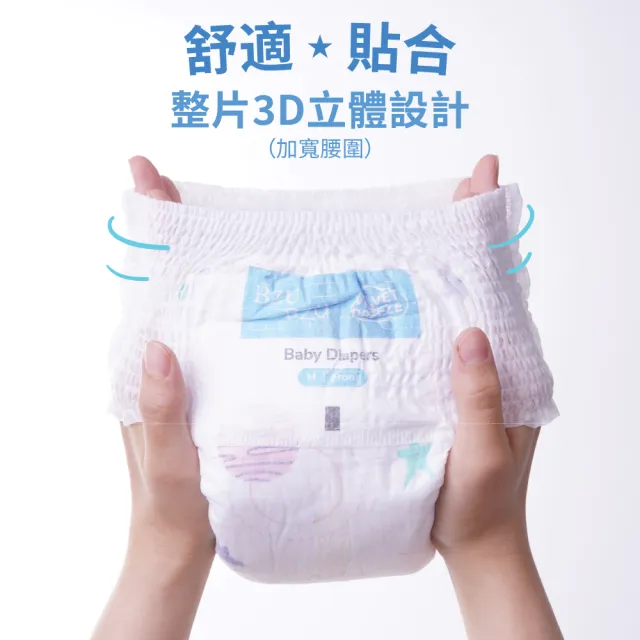 【BZU BZU】絲柔乾爽紙尿褲/尿布M-XXL/褲型 /1箱共4包/送4包80抽嬰兒濕巾