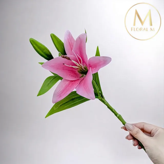 【Floral M】法式花仙女Lily香水百合蜜桃粉仿真花花材1入組(人造花/仿真花/假花/花藝DIY/裝飾花材)