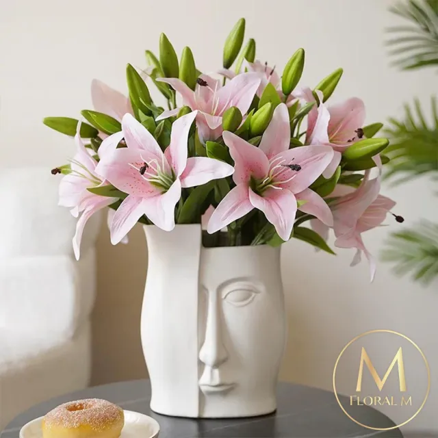 【Floral M】法式花仙女Lily香水百合氣質粉仿真花花材1入組(人造花/仿真花/假花/花藝DIY/裝飾花材)