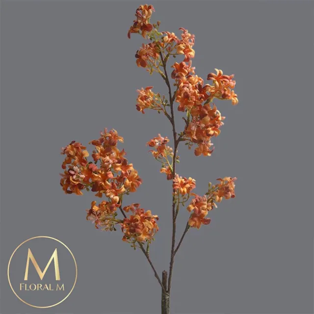 【Floral M】初戀悸動丁香花復古橘紅仿真花花材1入組(人造花/仿真花/假花/花藝DIY/裝飾花材)