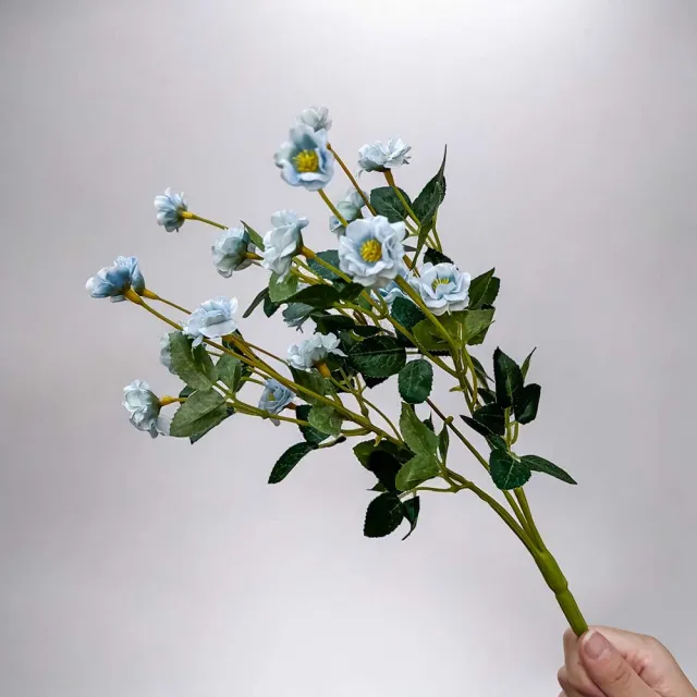 【Floral M】法式迷你薔薇湖水藍仿真花花材1入組(人造花/仿真花/假花/花藝DIY/裝飾花材)