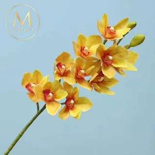 【Floral M】居家輕奢高級蝴蝶蘭魅力黃仿真花花材1入組(人造花/仿真花/假花/花藝DIY/裝飾花材)