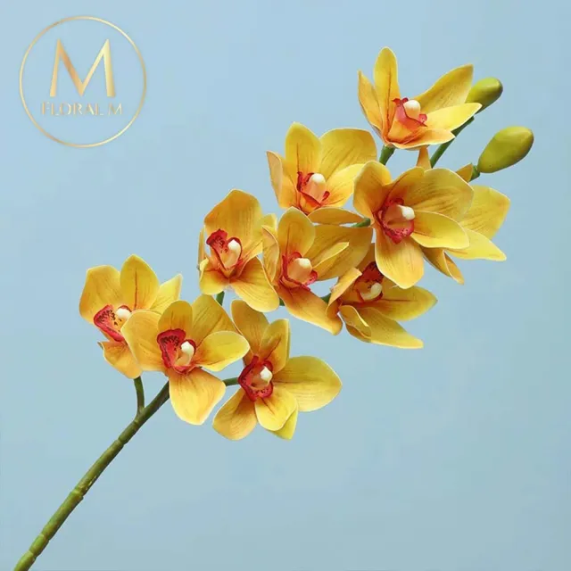【Floral M】居家輕奢高級蝴蝶蘭魅力黃仿真花花材1入組(人造花/仿真花/假花/花藝DIY/裝飾花材)